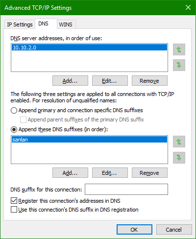 Windows IPv4 DNS Settings