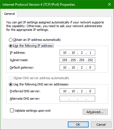 Windows IPv4 Settings